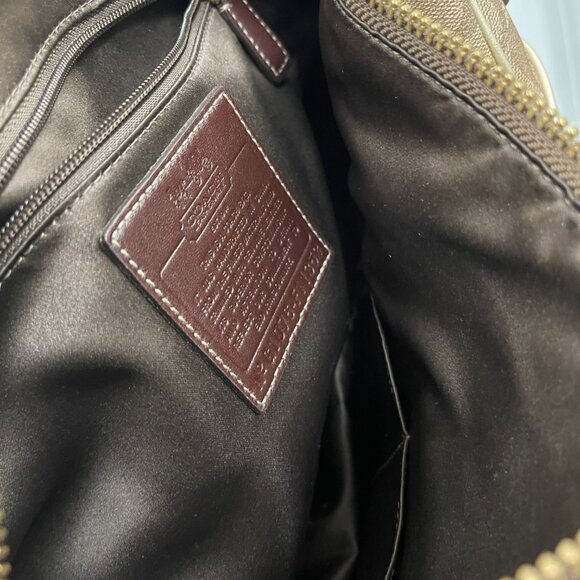 Coach Heritage Stripe G1076 Shoulder Bag  Cream & Coated Canvas w turnlock pockt - Picture 3 of 8